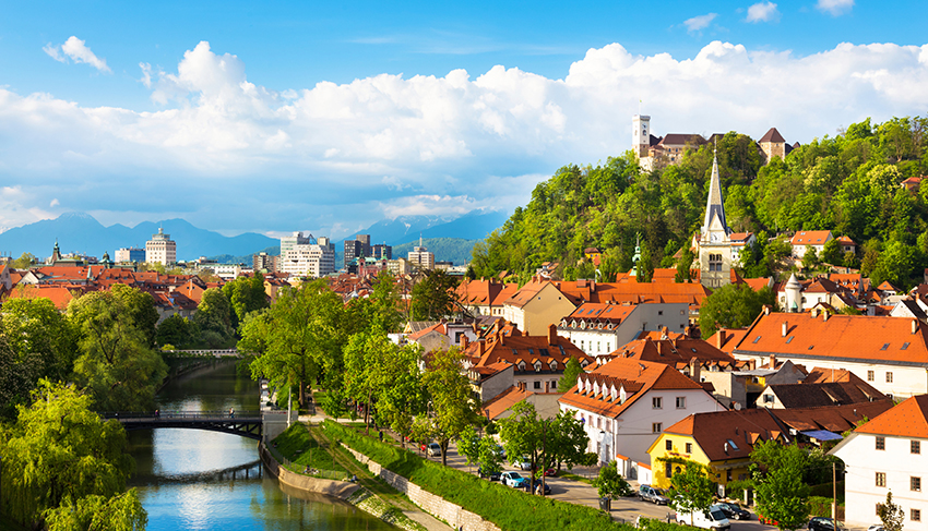 Panorama of Ljubljana, Slovenia, Europe.