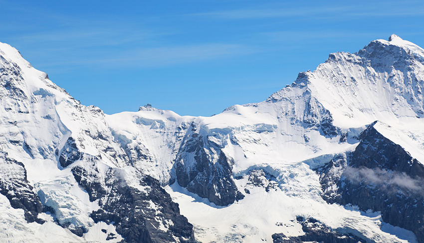 Aerial view of Top of Europe" glacier restaurant