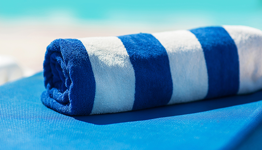 towel on a sun lounger on the beach